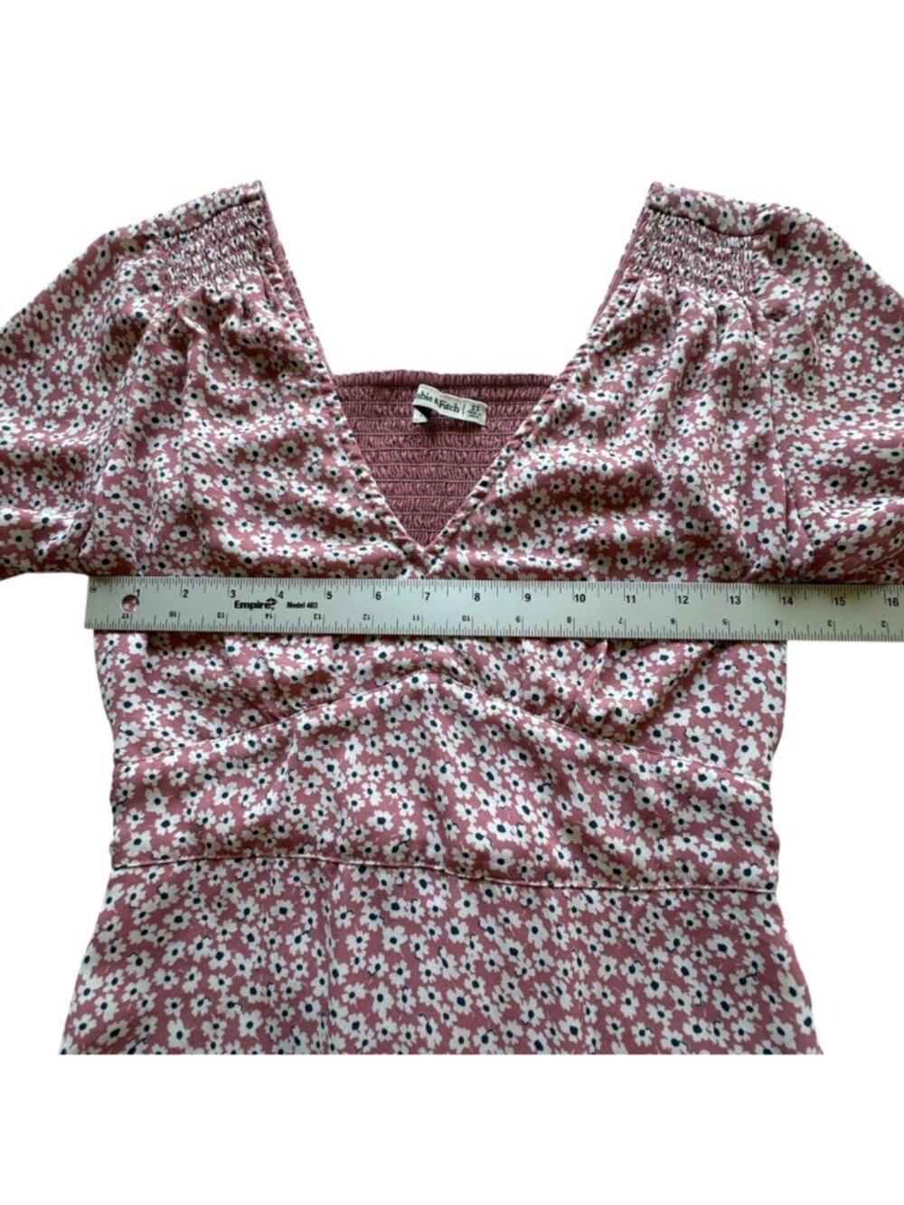 Abercrombie & Fitch Mini Dress Women's Size XS Pink Smocked Floral Short Sleeves - Picture 14 of 16